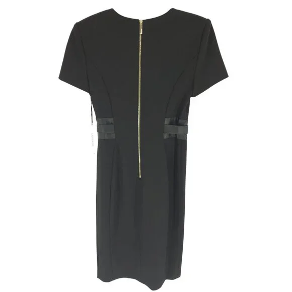 Calvin Klein Crepe Short Sheath Dress Faux Leather Belt Professional Workwear 2 - Picture 5 of 16